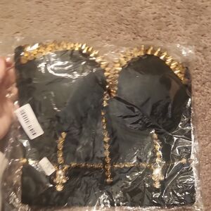 Black and Gold Studded Bustier Womens Xs Skull And Studded Xs 0-2